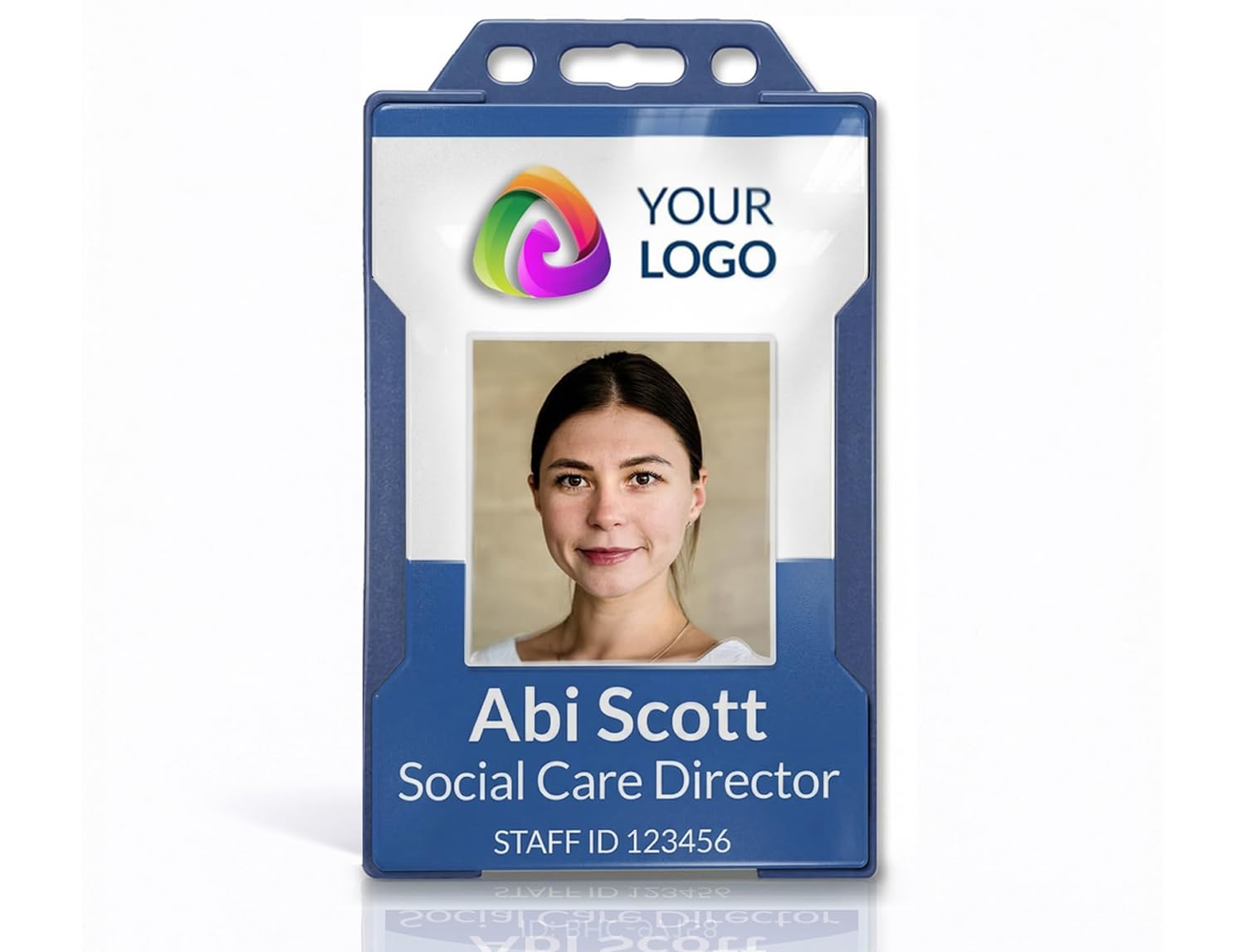 Personalised ID Card Vertical – Customisable Plastic Photo Cards for Staff, Carers, Children, and More. Custom ID Card Print, ID Badges. Options for Card with Holder and Lanyard