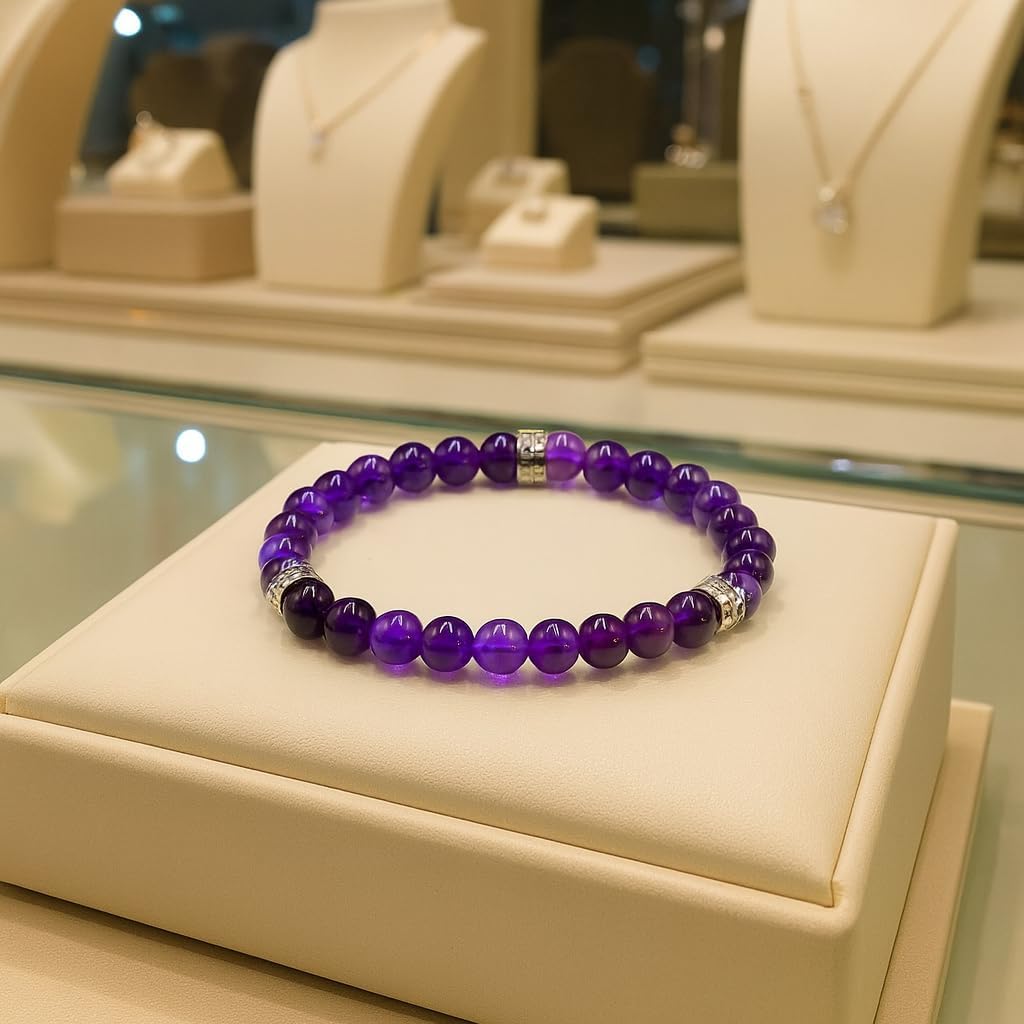 Kartini Studio Amethyst and Sterling Silver Bracelet, Ladies Bracelet, Quality Amethyst Jewelry for Woman
