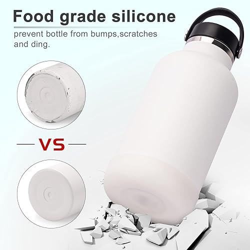 Miniatura 4 de koodee Funda protectora de silicona para botellas de agua Hydro Flask de 32 onzas, funda inferior antideslizante (translúcida)