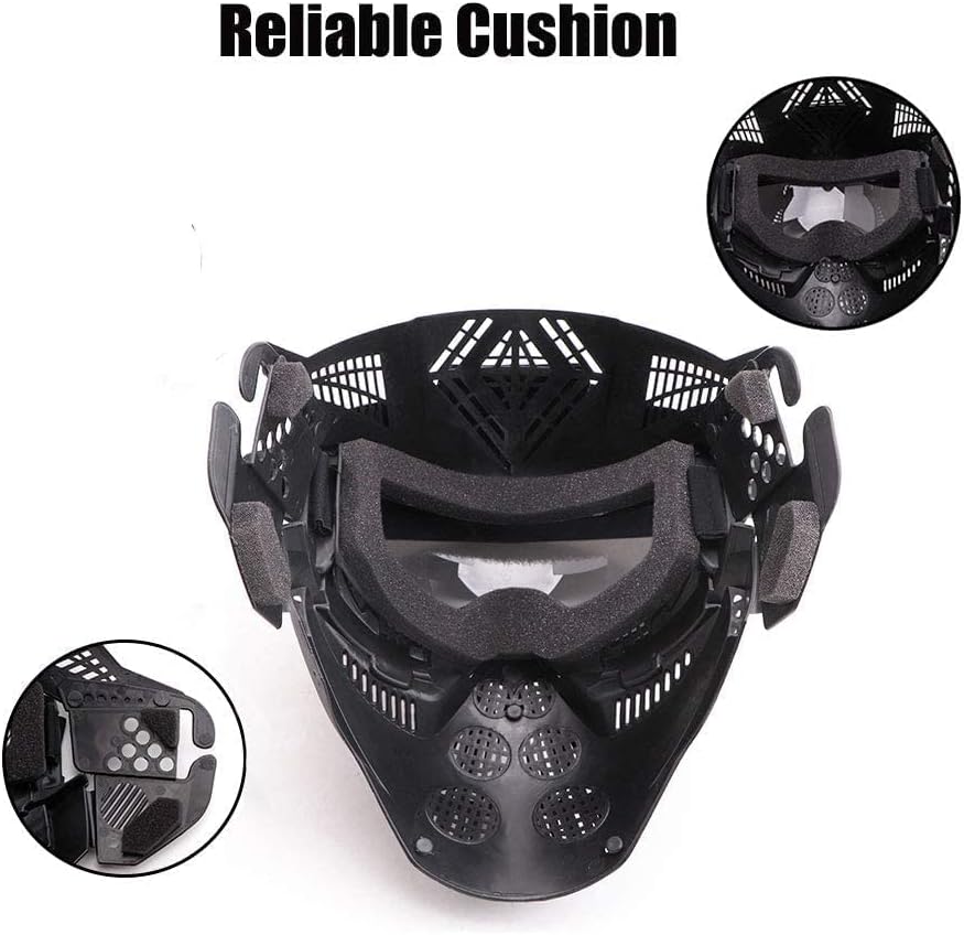NINAT Airsoft Mask Tactical Masks Full Face with Greylens Lens Goggles Eye Protection for Halloween CS Survival Games Shooting Cosplay Mask Black : Sports & Outdoors