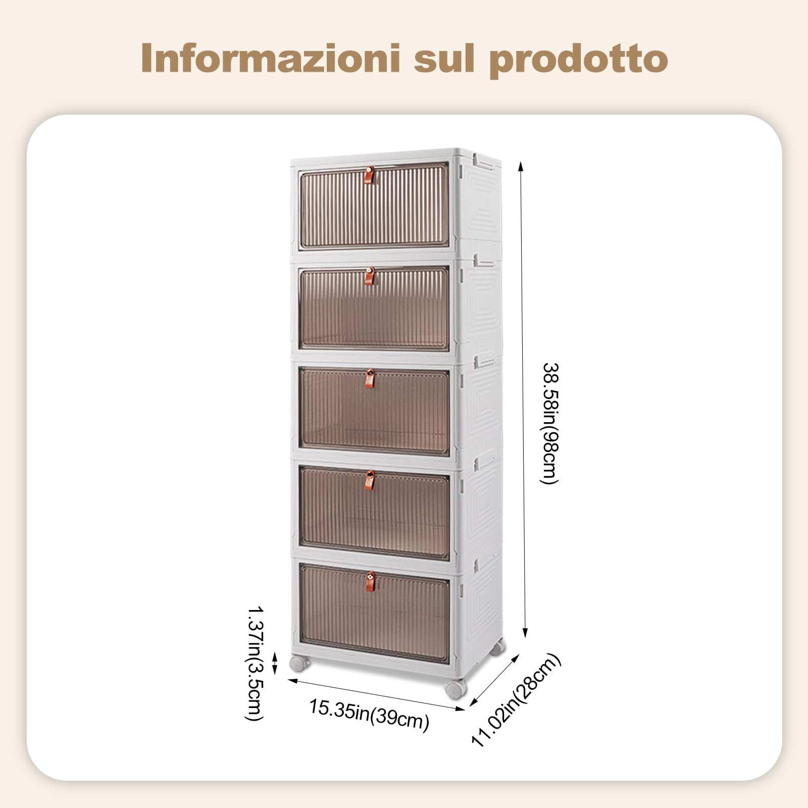 Ergocar Scatole Immagazzinaggio Plastica Pieghevole, Spessa e Resistente, Impilabili Scatola Organizer Trasparente con Coperchi e Ruote Nella, per Auto, Armadi, Casa, Ufficio