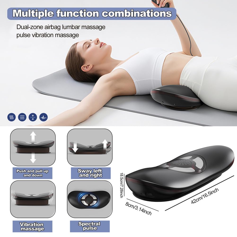 Almohada Lumbar, Cojín Lumbar Recargable para Aliviar el Dolor de Espalda, Almohada Ergonómica de Soporte 6 Modos de vibración para Silla de Oficina y Asiento de Automóvil