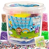 shinshin creation 22,000 Pre - Sorted Fuse Melty Beads Bucket Size 5mm 32 Colors Including Glow in The Dark Perler Compatible for Boy or Girl