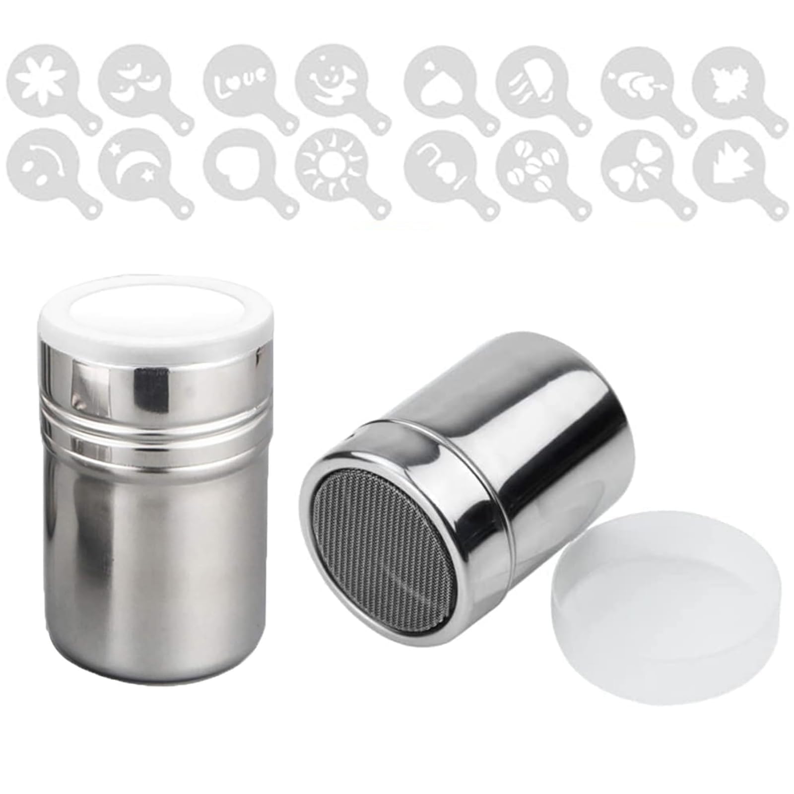 KaYno Stainless Steel Spice Jar Dredge Shaker, 2 Pcs Salt Shaker, for Chocolate, Cocoa, Flour, Icing Sugar Duster, Spice Bottle (5 * 7cm)