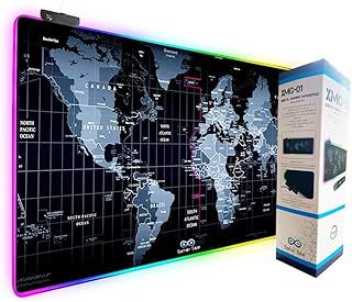 Gamer Gear World Map Gaming Mouse Mat - RGB Mouse Pad with 13 Lighting Modes - Anti-Slip Rubber Base Mouse Mat with USB Port - Waterproof Mouse Pad for PC Desk - XL Keyboard and Mouse Mat