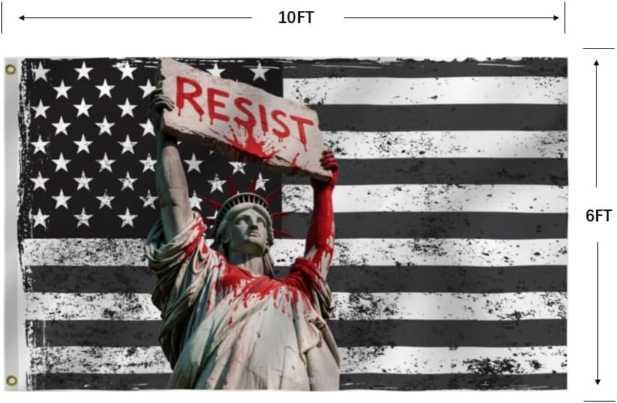 Resist Flag 6X10Ft,Protest American Flag,Statue of Liberty Design Flags, Men Women Banner,Vibrant Colors, Double Stitched with 2 Brass Grommets, Bar Garden Street Decoration, GYM, Office Decor,Indoor Outdoor Use,Gifts. (6x10ft)