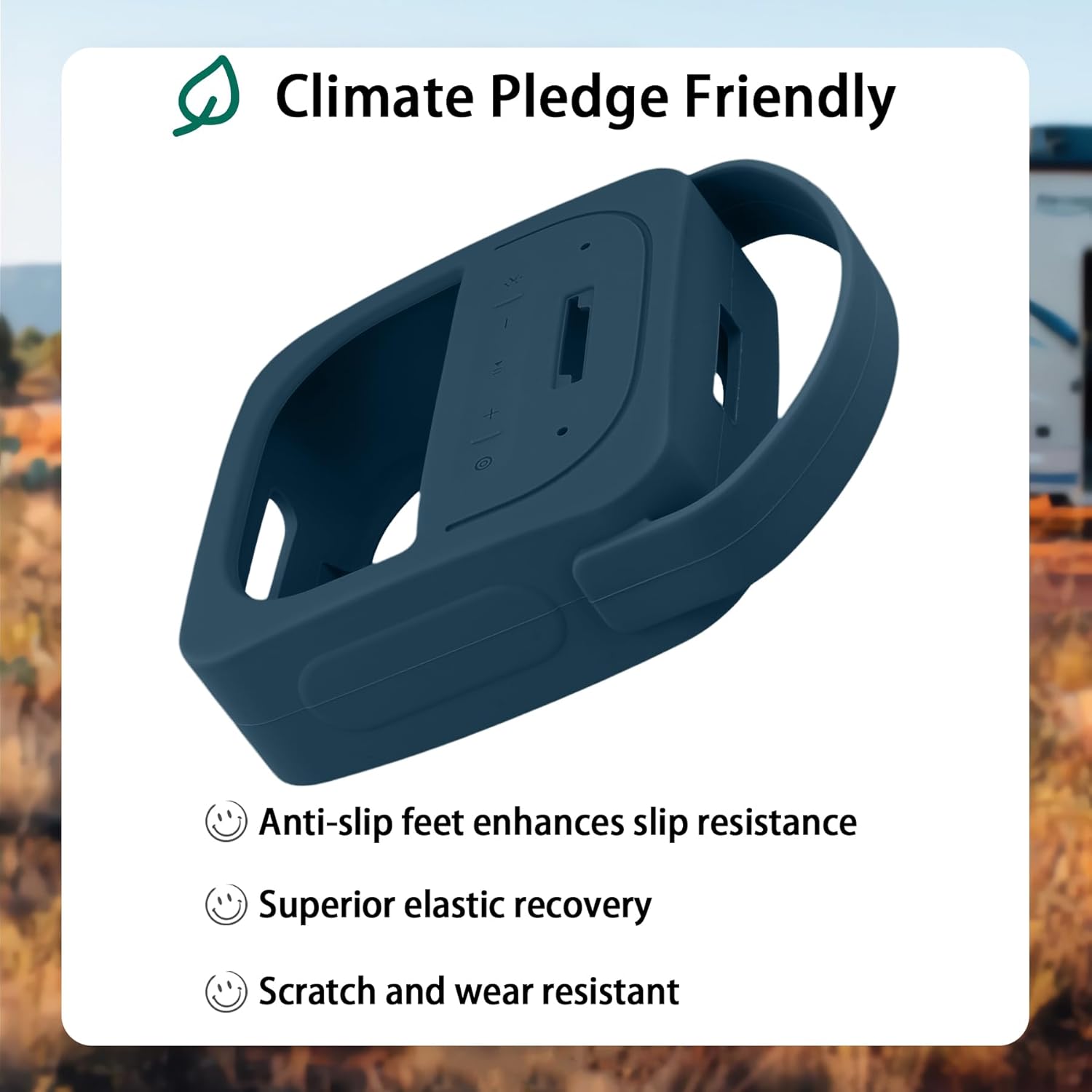 for Bose SoundLink Micro Portable Bluetooth Speaker (2nd Gen), Wireless Outdoor Speaker Silicone Protective Case, Portable Travel Case with Carabiner (Twilight Blue) - co2CREA - Image 6