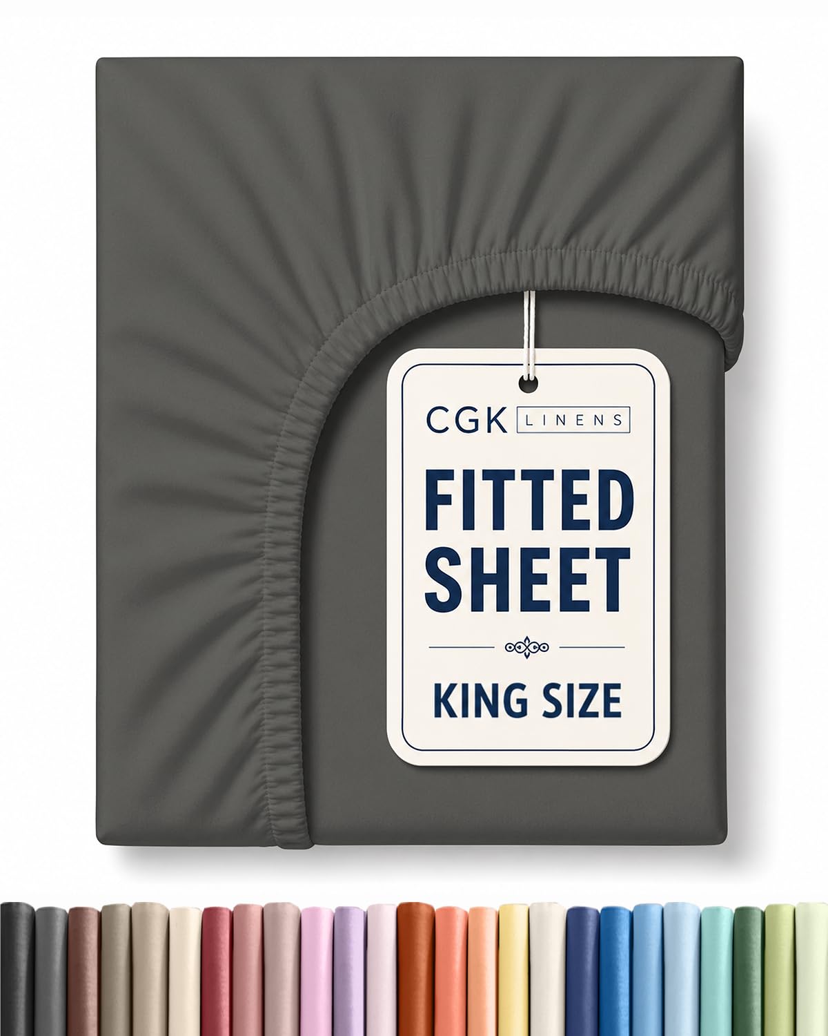 King Fitted Sheet - Single Fitted Sheet Only - Deep Pockets - Charcoal