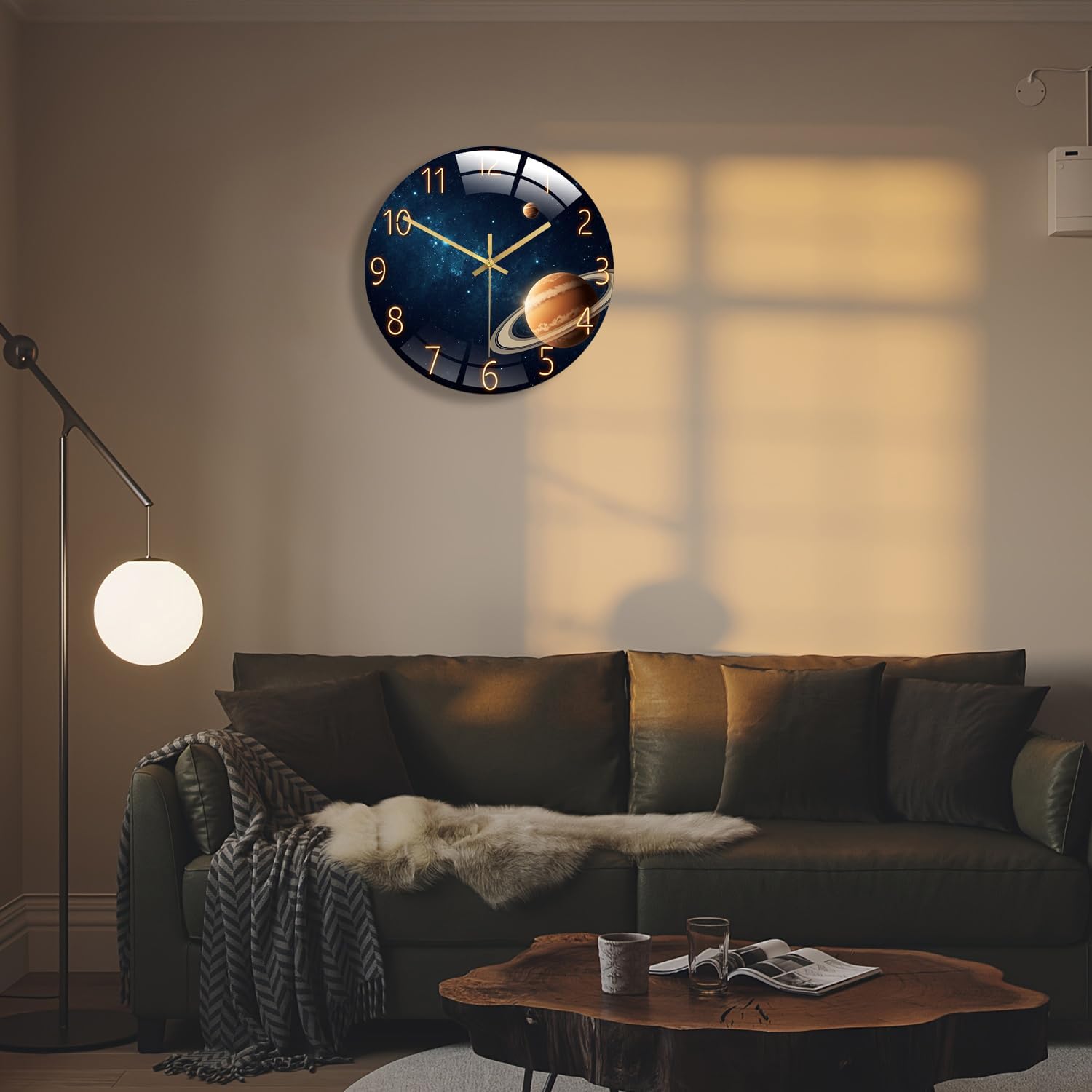 Acrylic Glass Wall Clock for Bedroom Living Room Office Decor - Silent Non Ticking Analog Blue Clock Perfect for Coffee Tea Time