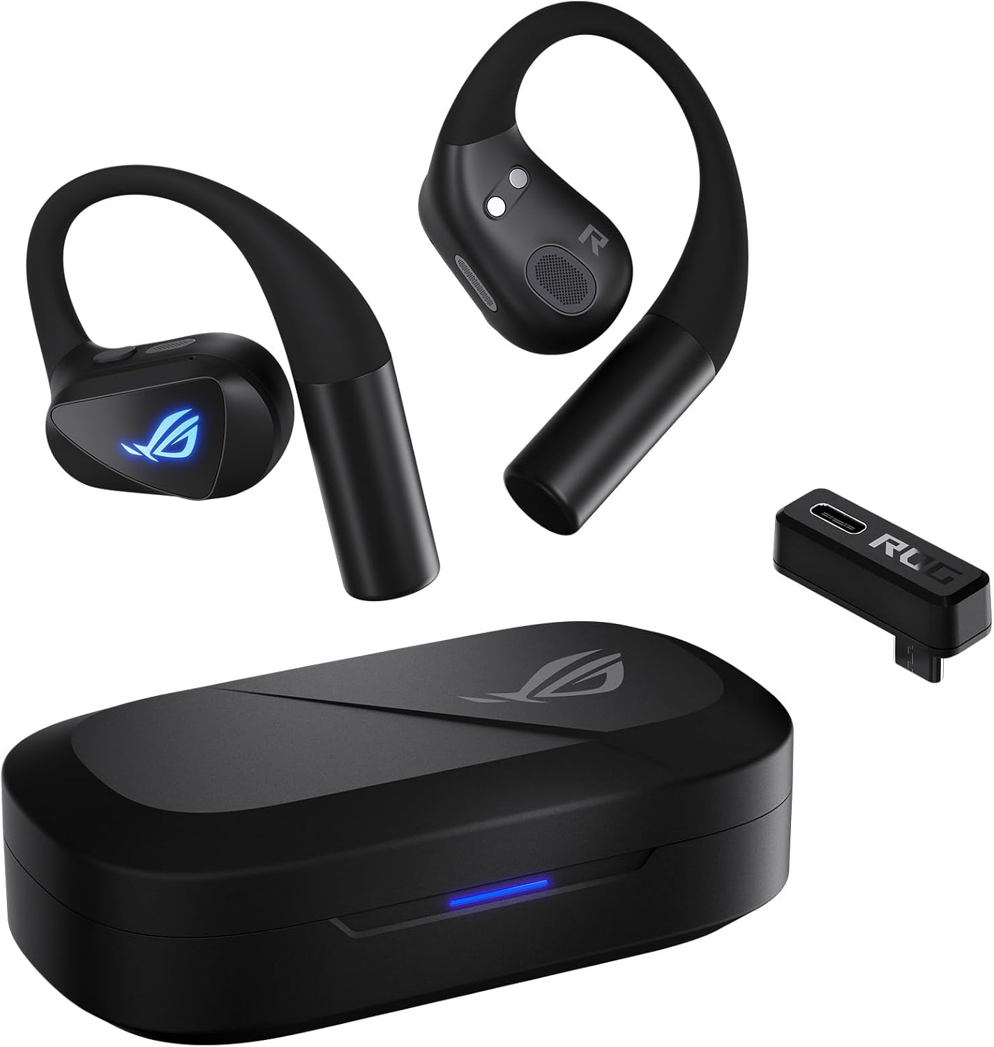 ASUS ROG Cetra Open Wireless Open Ear Earbuds – Dual-Mode (BT/2.4GHz), Quad AI Noise-Canceling Mic, Low Latency, 16H Playtime, IPX5 Water Resistant, for Daily/Workout/Outdoor/Gaming Use - Black