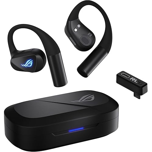 ASUS ROG Cetra Open Wireless Open Ear Earbuds – Dual-Mode (BT/2.4GHz), Quad AI Noise-Canceling Mic, Low Latency, 16H Playtime, IPX5 Water Resistant, for Daily/Workout/Outdoor/Gaming Use - Black