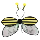 Fairy Wings Bee Insect Wing with Headband for Halloween Birthday Theme Party Photography