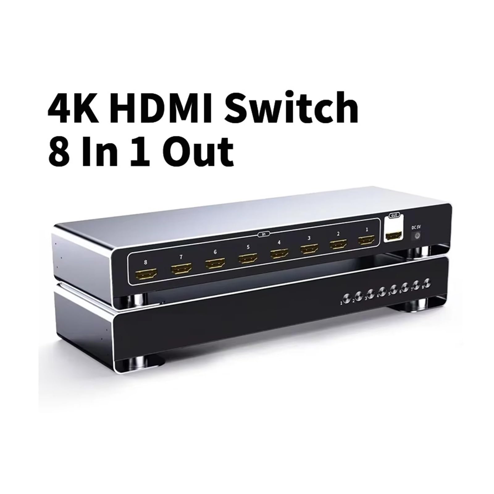 Conmutador de vídeo, Conmutador 4K, conmutador de vídeo 8 en 1, puertos, dispositivo for compartir, impresora, Control interruptor KVM, ordenadores