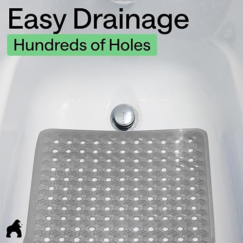 Miniatura 7 de GORILLA GRIP - Alfombrilla patentada para bañera y ducha, tapetes lavables para el piso de la bañera, ventosas y orificios de drenaje para mantener