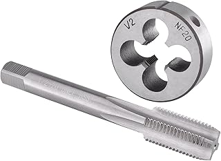 Burkit 1/2"-20 UNF Tap and Die Set Right Hand, 1/2 x 20 UNF Machine Thread Tap and Round Die