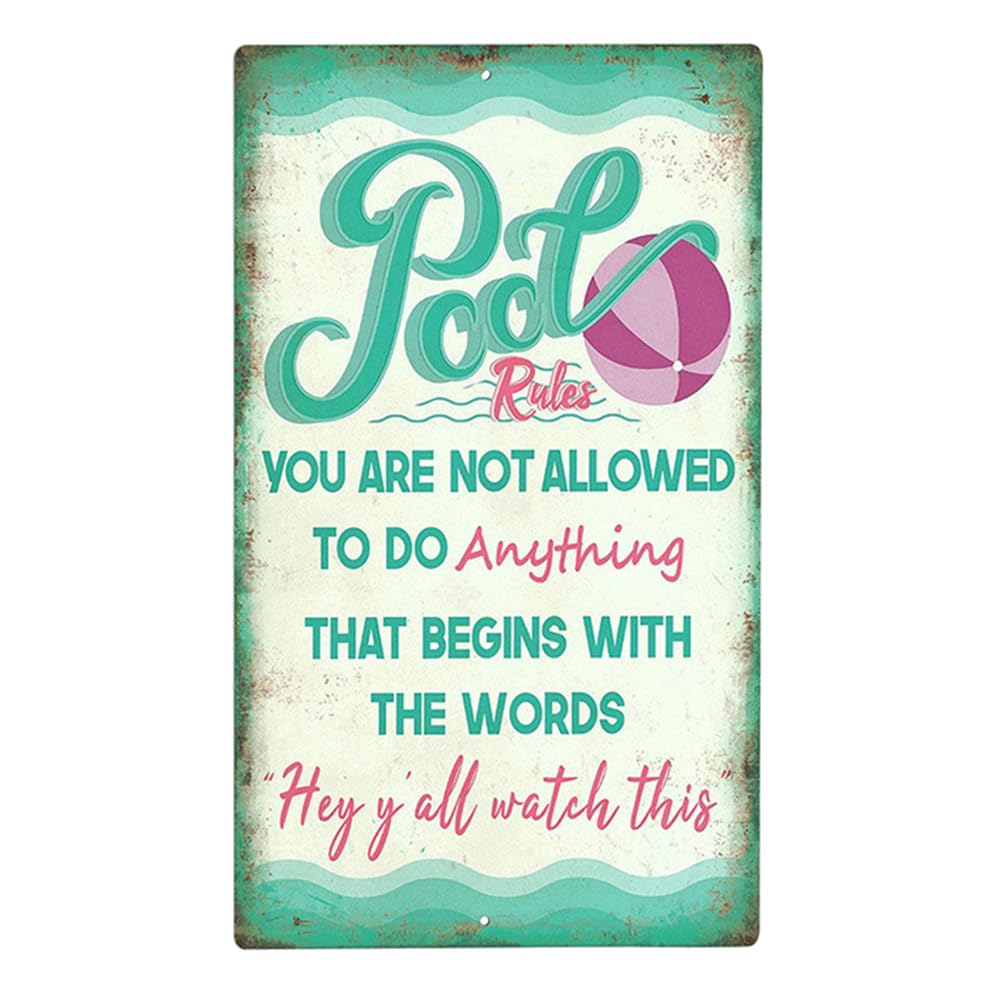 2PCS Pool Warning Metal Tin Sign, Pool Knowledge Metal Tin Sign, Pool Rules Planing Education, Swimming Pool Rules Sign For Outdoor Security Farm Yard Warning Decoratives (05