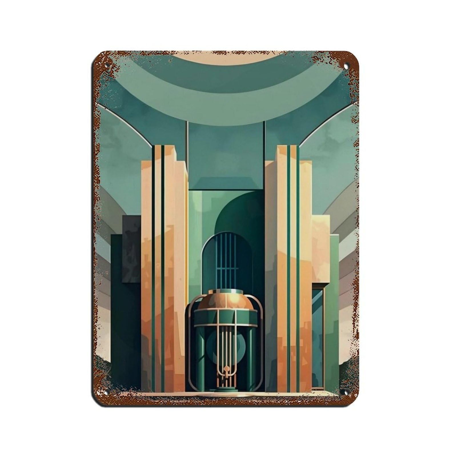 1920s Architecture Poster Gatsby Style Art (5) Tin Sign Vintage Metal Pub Club Cafe Bar Home Wall Art Decoration Poster Retro 12x16inch(30x40cm)