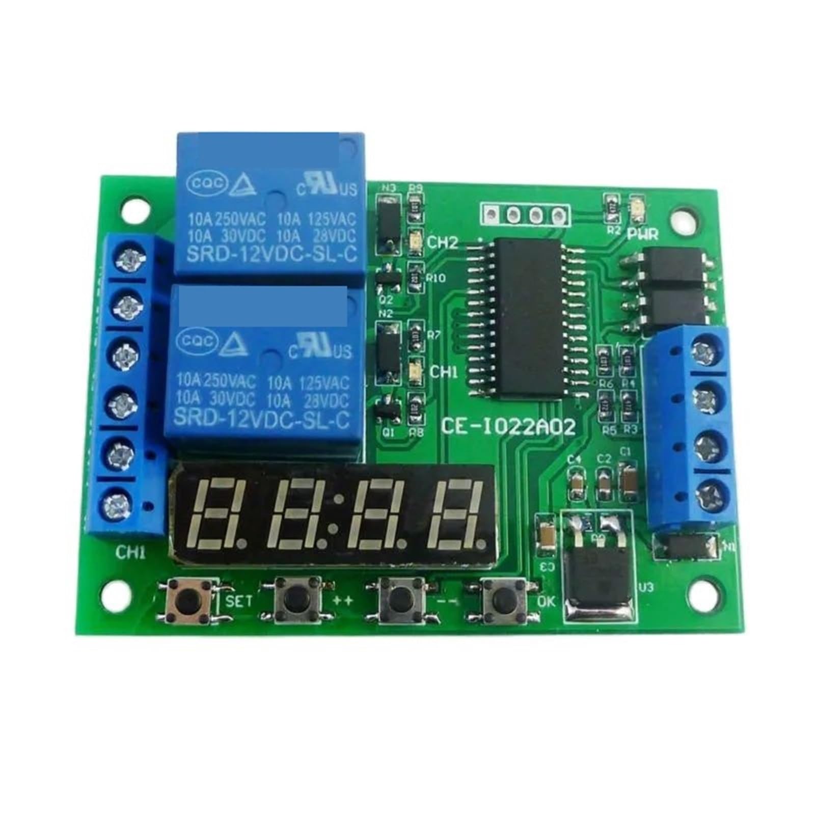 Interrupteur temporisé IO22A02 DC 12V 2CH multifonction pour circuit imprimé