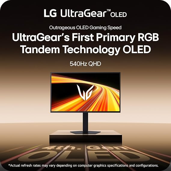 LG 27GX790B-B 27 Ultragear QHD (3440 x 1440) OLED Gaming Monitor, Dual Mode (QHD 540Hz/ HD 720Hz), 0.02ms, TrueBlack 500, NVIDIA G-Sync Compatible, AMD FreeSync Premium Pro, DP 2.1, USB-C, Black