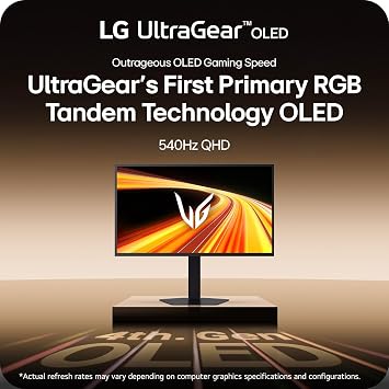 LG 27GX790B-B 27 Ultragear QHD (3440 x 1440) OLED Gaming Monitor, Dual Mode (QHD 540Hz/ HD 720Hz), 0.02ms, TrueBlack 500, NVIDIA G-Sync Compatible, AMD FreeSync Premium Pro, DP 2.1, USB-C, Black