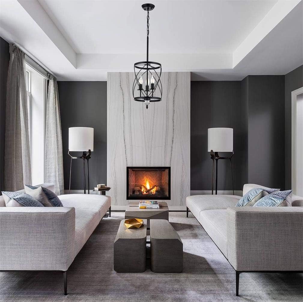 Best Cyber Deals 🔥 Modern Chandelier Foyer Pendant Light, 3 Light Cylinder Metal Shade Kitchen Industrial Candle Pendant Lighting Fixture for Farmhouse Hallway, E12 Base, 9.1” in Dia, Black
