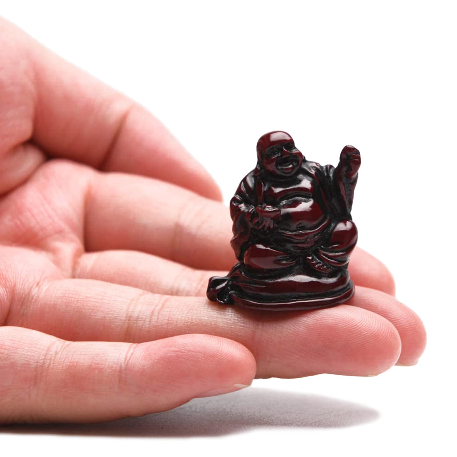 STCREE Resin Fesng Shui Laughing Buddha Statues Red Lucky Happy Maitreya Statue 6pcs 3cm(H) Desk Flower Pot Decoration Collectible Gift TQGJST2 - Image 3