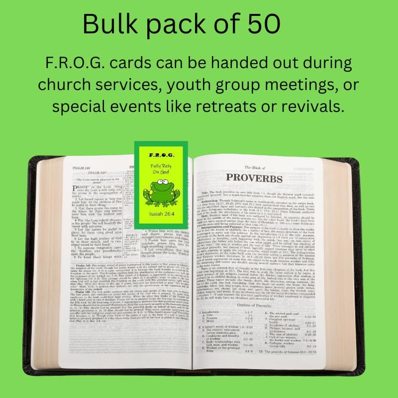 Miniatura 4 de Fully Rely on God Frog F.R.O.G. - Tarjetas cristianas de bolsillo para niños Isaías 264, marcadores religiosos, paquete a granel, adorables tarjetas