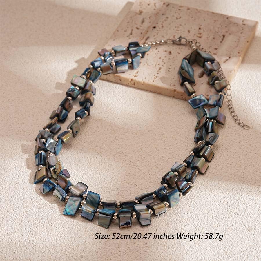 Boho Layered Shell Beaded Necklaces for Women Colored Bead Choker Necklace Holiday Summer Necklace - Image 6
