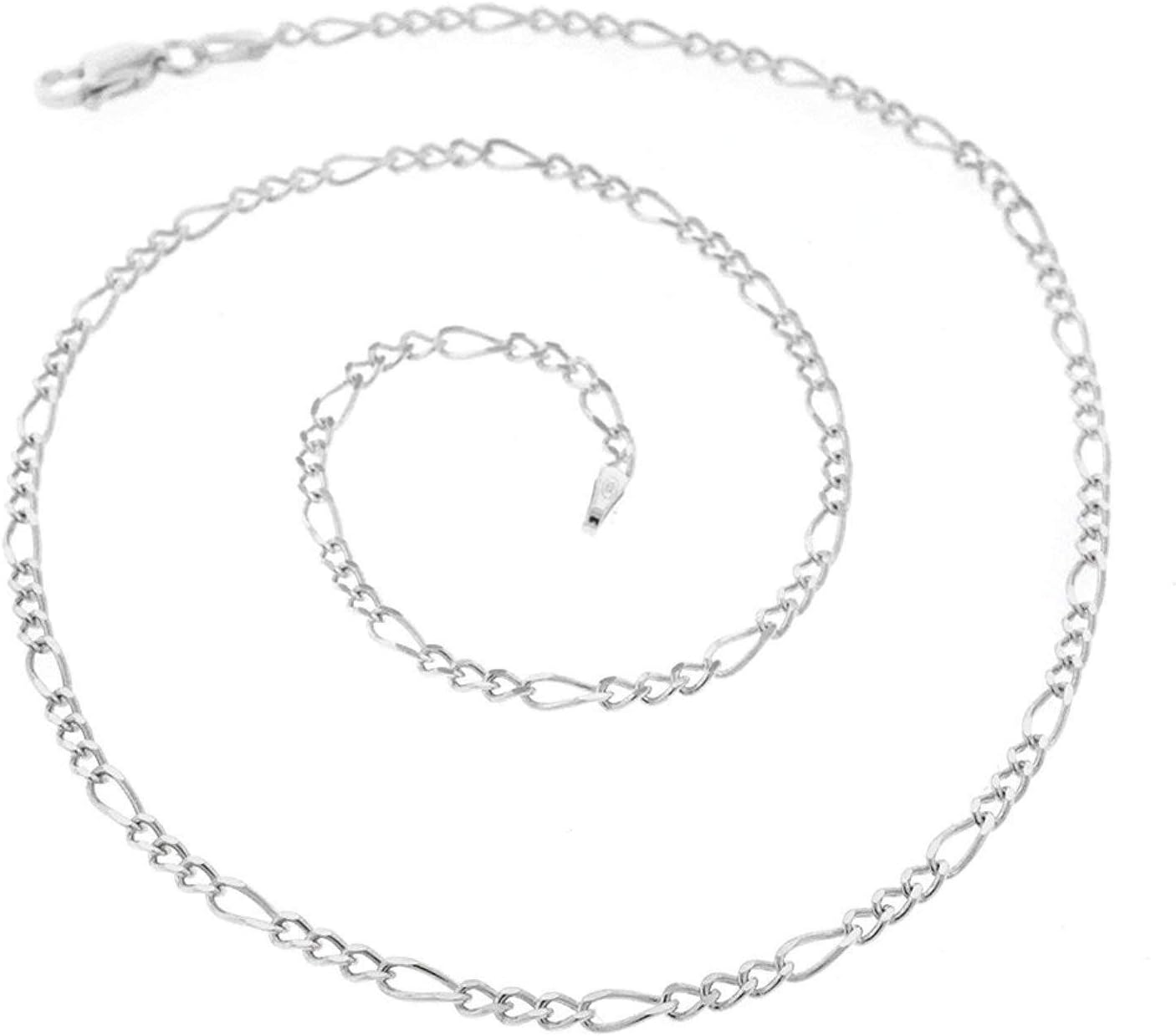 I JUELS ; LIVE THE EMOTIONSiJuels 925 Sterling Silver 2MM Italian Silver Figaro 22" Chain Girls/Women/Boys/Men - IJSC013