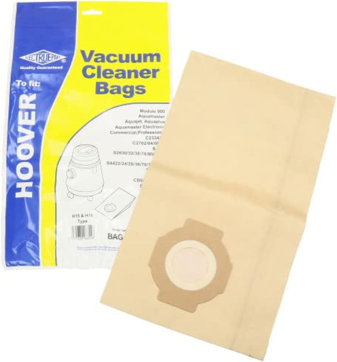 Hoover H15 & H16 Type Vacuum Dust Bags for Hoover Aquamaster, Aquajet, Dry Tub (Pack of 5)