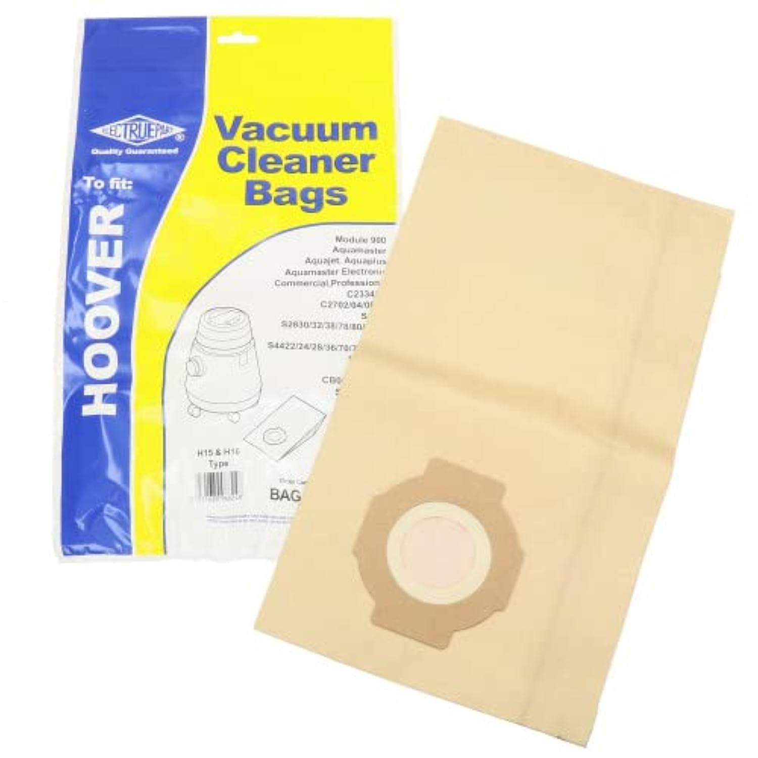 Electruepart Hoover H15 & H16 Type Vacuum Dust Bags for Hoover Aquamaster, Aquajet, Dry Tub (Pack of 5)