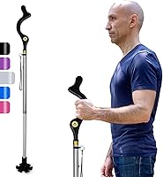 Vista 8 de Bastón plegable para hombres y mujeres mayores para el equilibrio, bastón plegable de pie, altura ajustable, antideslizante, de aleación ligera