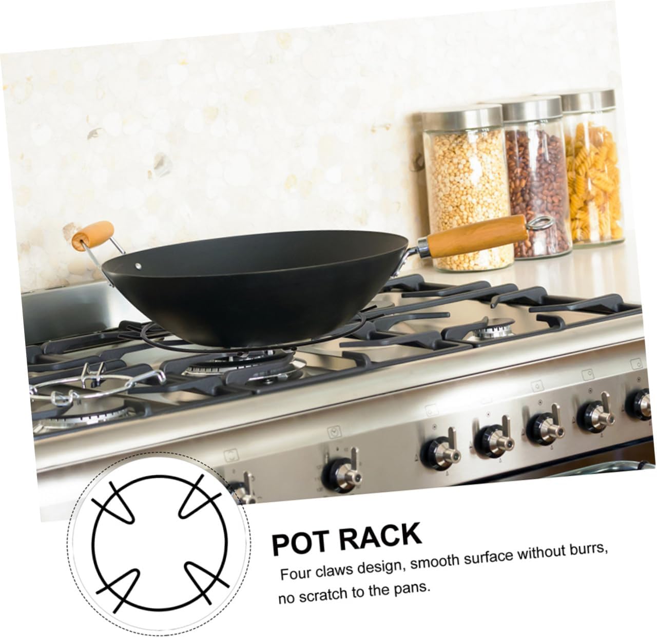 4pcs Stable Cooking Surface Gas Stove Bracket Non-slip Wok Ring for Gas Stove Pot Rack