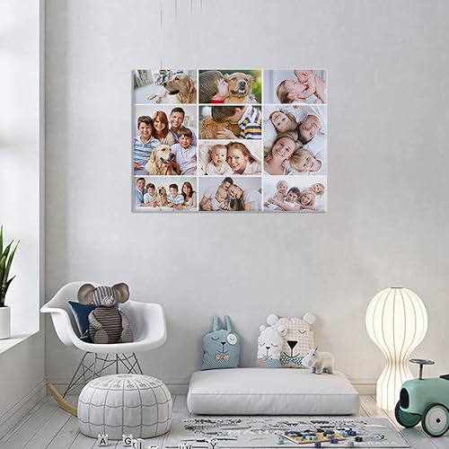 Miniatura 3 de Lienzo personalizado para pared, collage de múltiples fotos, impresiones personalizadas con tu nombre de imagen para mascotas o familia, póster de