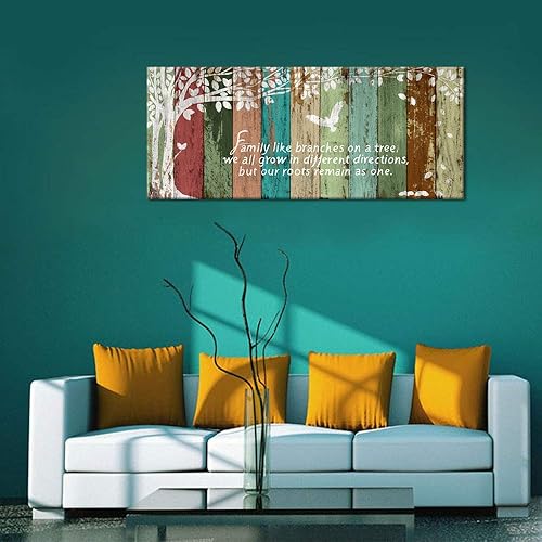 Miniatura 4 de WELMECO Sweet Home - Lienzo decorativo para pared, con cita de árbol genealógico, póster de amor familiar sobre fondo de madera rústica, textura,
