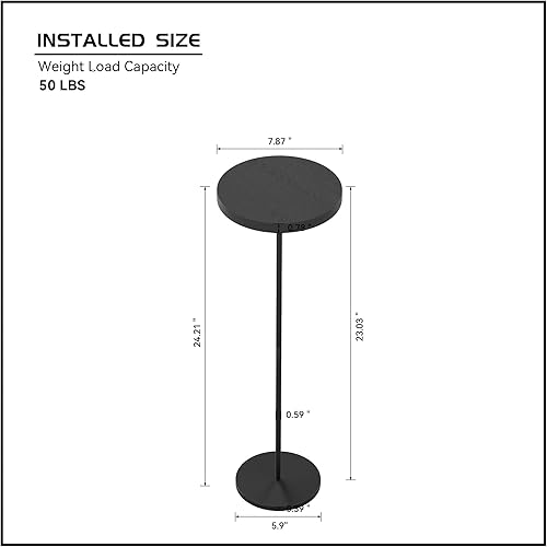 Miniatura 2 de Mesa de bebidas, mesa auxiliar con base de metal para espacios pequeños, mesa auxiliar redonda alta y moderna para sala de estar, dormitorio,