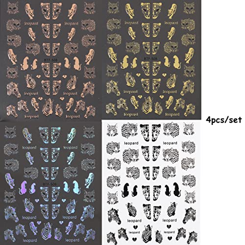 Leopard Nail Art Sticker Tiger Zebra Wild Animal Print Nail Decals Self Adhesive Gold Bronzing Decals For Nails Y2K Cool Girl Fashion Gothic Manicure Decoration Nail Art Supplies… #TOP1