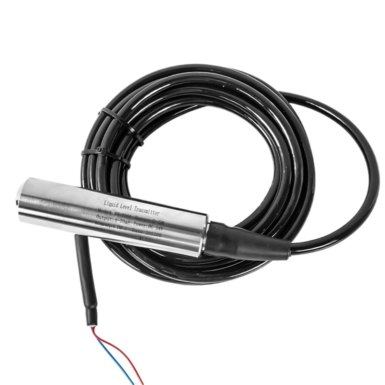 304SS Probe DC12-30V Liquid Level Transmitter for Tank 5M 10M 15M 20M Water Level Sensor 4-20mA 0-10V 0.5-4.5V 0-3.3V Output(0-5V DC12-30V,1m Range 1m)