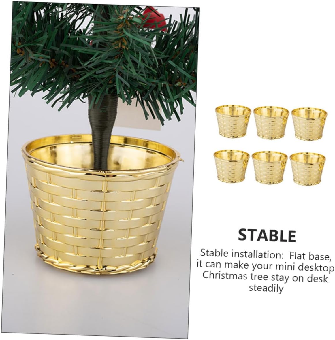 Cabilock 6pcs Christmas Tree Stand Desktop Base for Artificial Trees Stable and Easy to Install for Holiday Decor and Arranging Xmas Scenes