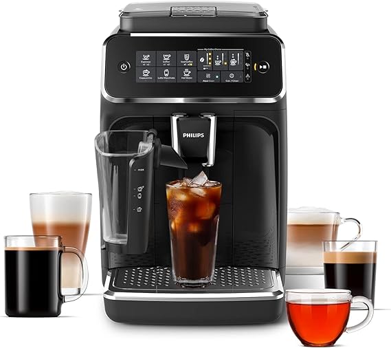 Philips 3200 Series Fully Automatic Espresso Ice Coffee Machine w/ LatteGo, EP3241/74, Black (Renewed)