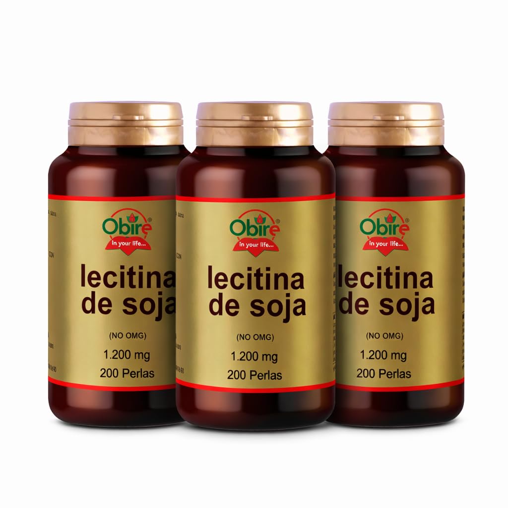 Obire - Lecitina de Soja 1200 mg – 200 Perlas – PACK 3 – Suplemento Alimenticio para Metabolismo de Grasas y Bienestar Digestivo