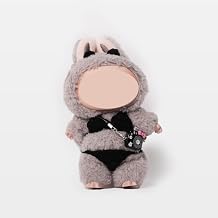 Clothes for 17cm Doll, Handmade Bikini Set with Accessories Outfit, 4 Pieces Kawaii Chic Style Cute Dress for Dolls AccessoriesBlack