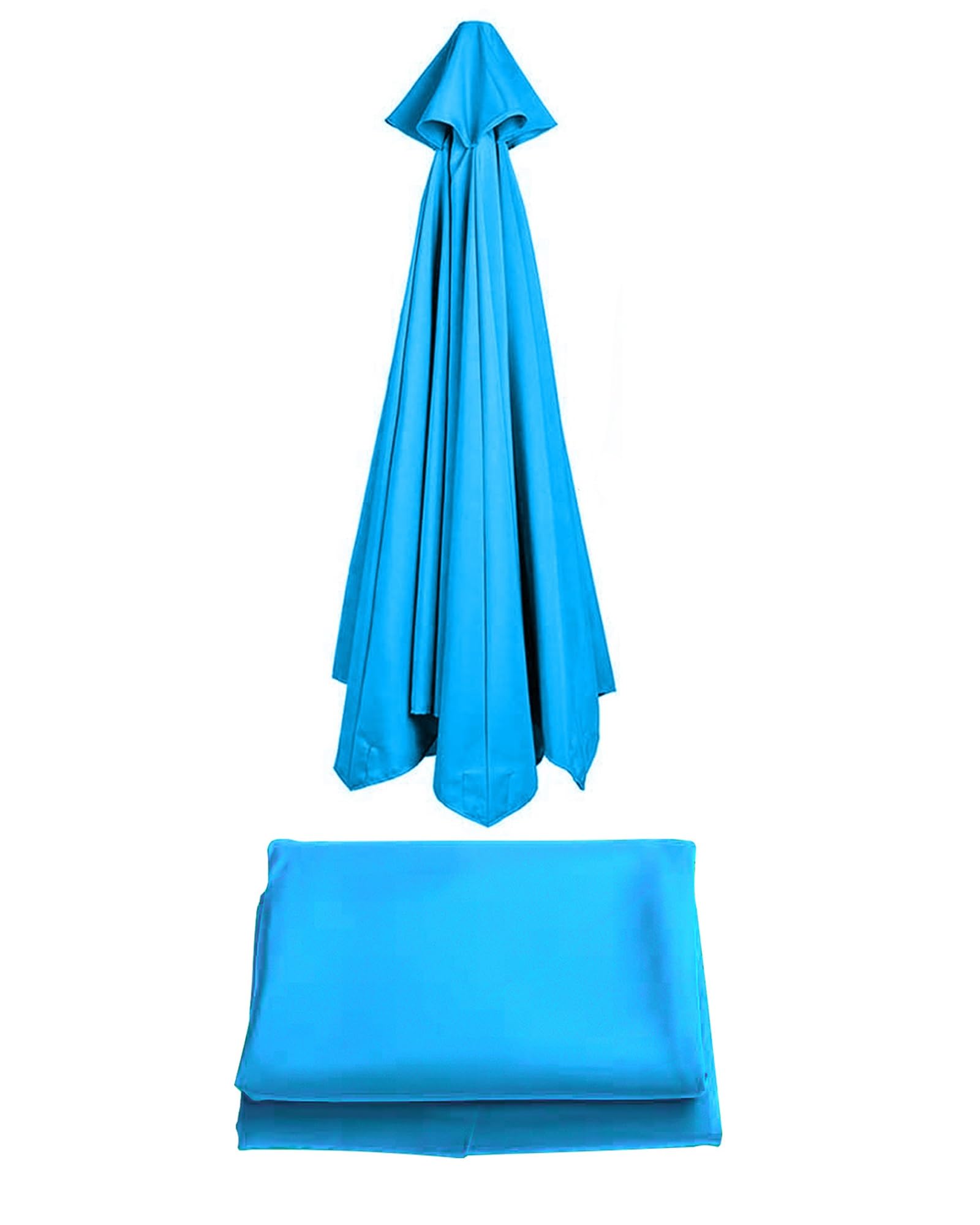 Replacement Parasol Canopy 200CM 2.7M 300CM｜6 Arms/8 Arms Replacement Parasol Fabric Cover For Backyard Garden Beach(Color:Lake blue,Size:6 ribs-2.7m(8.8ft))