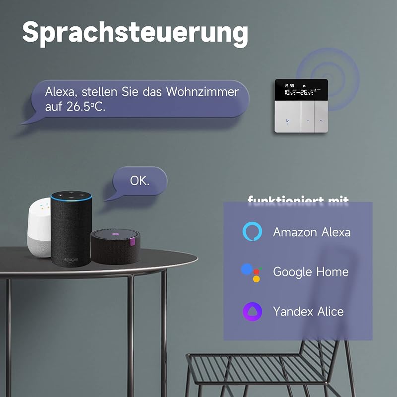 BEOK CONTROLS WiFi Okos Gázkazán Termosztát - Programozható, Smart Life/Google Home/Alexa Kompatibilis, Távvezérelhető, Gyerekzárral, 3A TGP