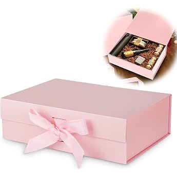 Gift Box with Bow Magnetic Gift Box with Lid Reusable Gift Packaging Box for Birthday Christmas Valentine's Day Pink