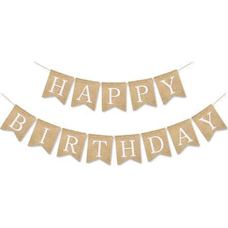Happy Birthday Bunting Banner. Vintage Hessian Burlap. Jute Banner. Rustic Style | UK-171225