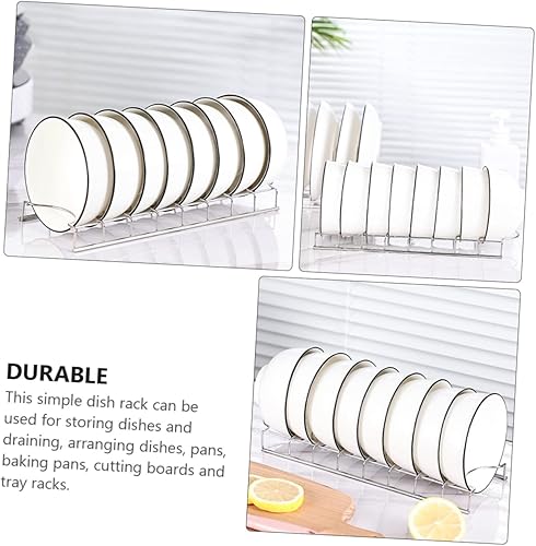 Miniatura 3 de Escurridor de platos de acero inoxidable para colocar sobre el fregadero, práctico soporte para escurridor de platos para una organización eficiente