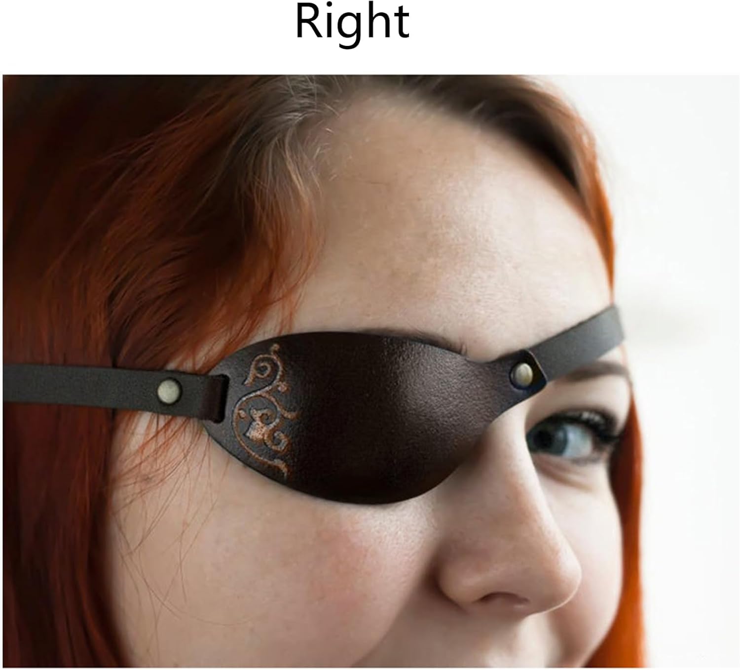 Einzelaugenmaske, Piraten-augenklappen Für Erwachsene, Mittelalterliche Retro-Steampunk-pu-Leder-augenbinde Mit Verstellbarem Gummizug, Right