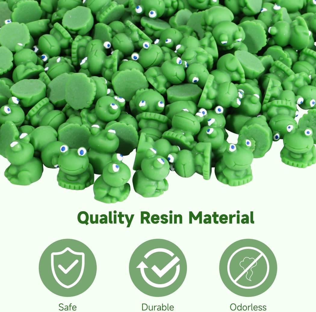 Green Mini Frog Miniature, Mini Frog Garden Decor, DIY Terrarium Ornament Accessories, Fairy Garden Decor, Resin Mini Frogs 200 Pcs