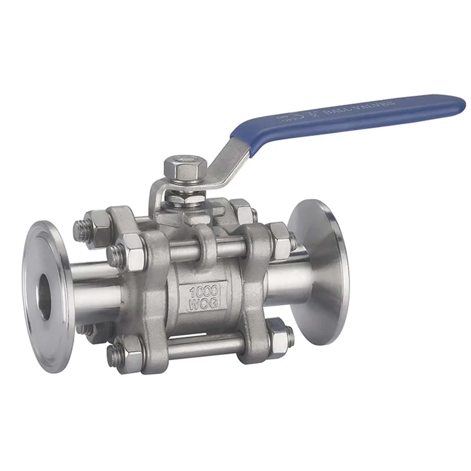 Robinet à boisseau sphérique sanitaire 3 pièces SS304 type virole tri-clamp 1-1/4 pouce
